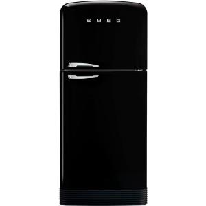 SMEG FAB50 Retro Style Refrigerator – 19.28 cu. ft. Freestanding Fridge-Freezer, Dual Cooling, No-Frost, Adjustable Glass Shelves, Chrome Handle – Cream – Made in Italy(Black)