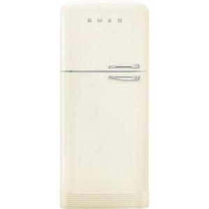 SMEG FAB50 Retro Style Refrigerator – 19.28 cu. ft. Freestanding Fridge-Freezer, Dual Cooling, No-Frost, Adjustable Glass Shelves, Chrome Handle – Cream – Made in Italy(Cream)