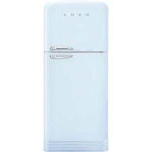 SMEG FAB50 Retro Style Refrigerator – 19.28 cu. ft. Freestanding Fridge-Freezer, Dual Cooling, No-Frost, Adjustable Glass Shelves, Chrome Handle – Cream – Made in Italy(Pastel Blue)