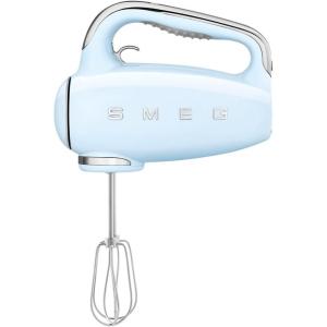 SMEG Pink 50’s Retro Style Electric Hand Mixer with Set of Dough Hooks, Set of Beaters, and Set of Whisks(Pastel Blue)