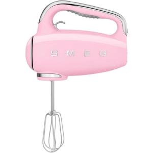 SMEG Pink 50’s Retro Style Electric Hand Mixer with Set of Dough Hooks, Set of Beaters, and Set of Whisks(Pink)