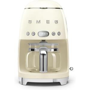 Smeg 50’s Retro Style Aesthetic Drip Coffee Machine with 10 Cup Glass Carafe, Auto Start Feature, Keep Warm Plate, and Two Coffee Strength Settings (Black)(Cream)