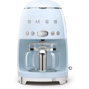 Smeg 50’s Retro Style Aesthetic Drip Coffee Machine with 10 Cup Glass Carafe, Auto Start Feature, Keep Warm Plate, and Two Coffee Strength Settings (Black)(Pastel Blue)