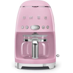 Smeg 50’s Retro Style Aesthetic Drip Coffee Machine with 10 Cup Glass Carafe, Auto Start Feature, Keep Warm Plate, and Two Coffee Strength Settings (Pastel Green)(Pink)