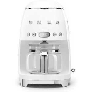 Smeg 50’s Retro Style Aesthetic Drip Coffee Machine with 10 Cup Glass Carafe, Auto Start Feature, Keep Warm Plate, and Two Coffee Strength Settings (Pastel Green)(White)