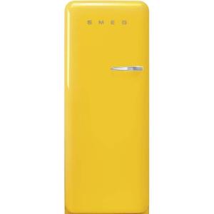 Smeg FAB28 50’s Retro Style Aesthetic Top Freezer Refrigerator with 9.93 Cu Total Capacity, Multiflow Cooling System, Adjustable Glass Shelves 24-Inches, Pastel Blue Right Hand Hinge Made In Italy(Yellow)