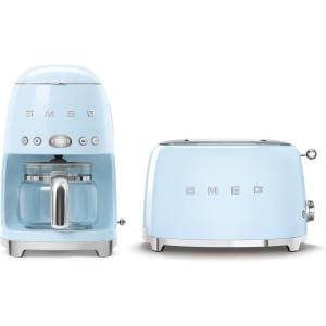 Smeg Retro Drip Coffee Machine and 2-Slice Toaster Bundle (Black)(Blue)
