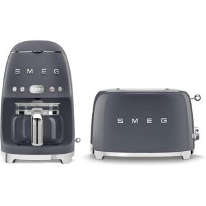 Smeg Retro Drip Coffee Machine and 2-Slice Toaster Bundle (Black)(Gray)