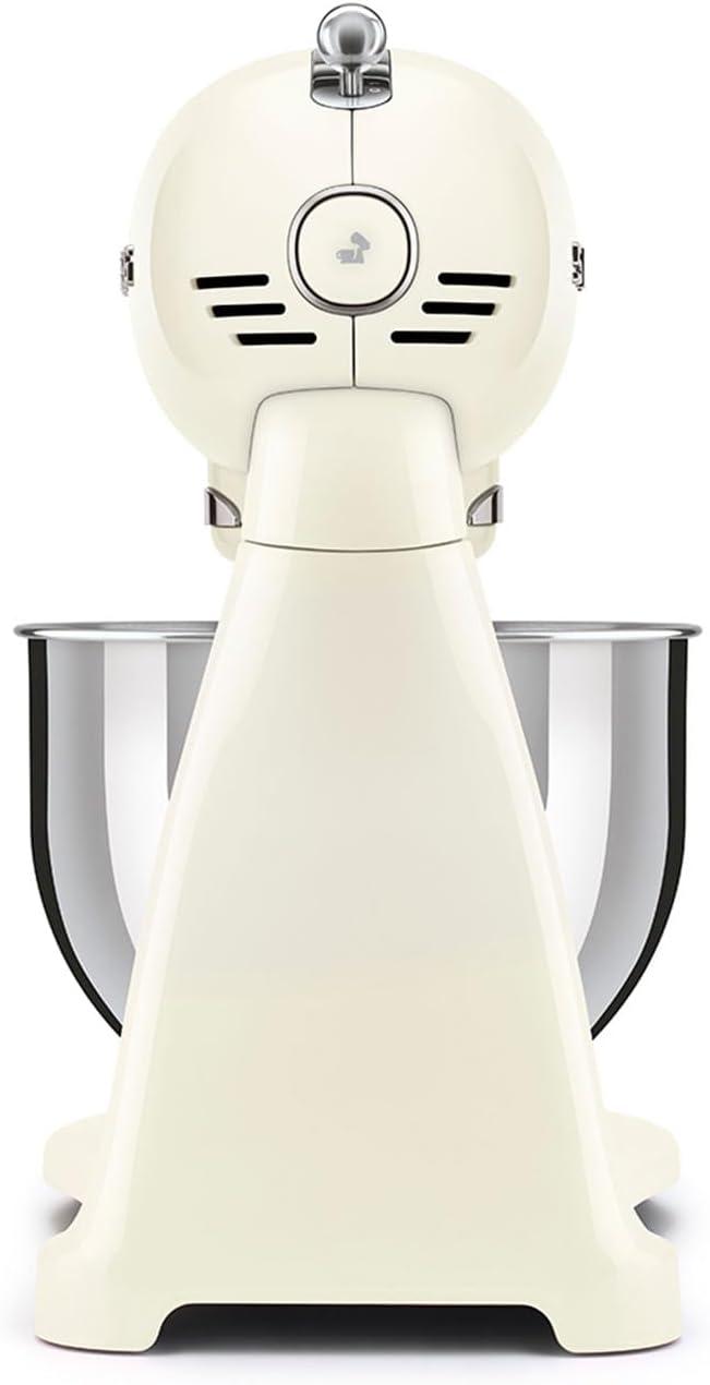 image:imageSMEG SMF03 Stand Mixer 5 Qt TiltHead Mixer with Stainless Steel Bowl 10 Speeds Retro 50s Vintage Style WhiteCream