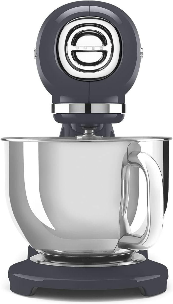 image:imageSMEG SMF03 Stand Mixer 5 Qt TiltHead Mixer with Stainless Steel Bowl 10 Speeds Retro 50s Vintage Style WhiteGray