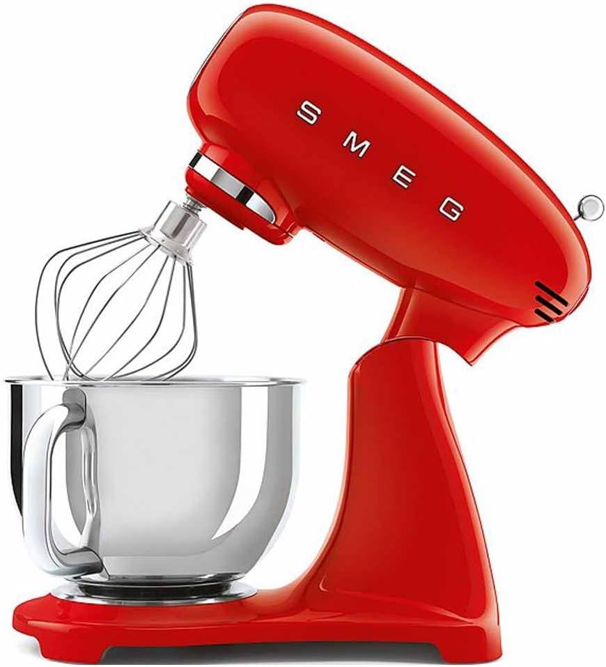 image:imageSMEG SMF03 Stand Mixer 5 Qt TiltHead Mixer with Stainless Steel Bowl 10 Speeds Retro 50s Vintage Style WhiteRed