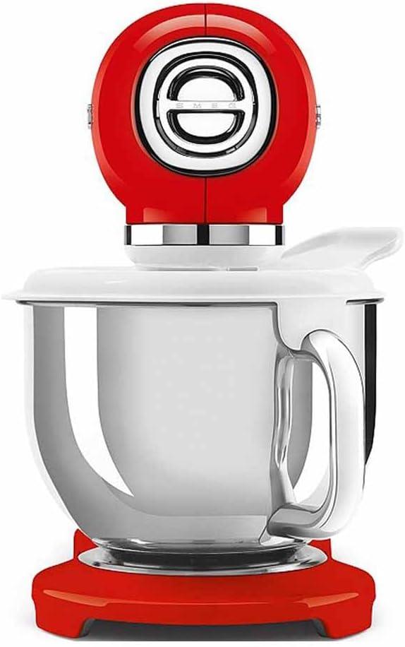 image:imageSMEG SMF03 Stand Mixer 5 Qt TiltHead Mixer with Stainless Steel Bowl 10 Speeds Retro 50s Vintage Style WhiteRed