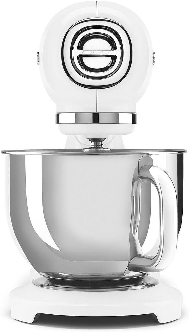 image:imageSMEG SMF03 Stand Mixer 5 Qt TiltHead Mixer with Stainless Steel Bowl 10 Speeds Retro 50s Vintage Style WhiteWhite