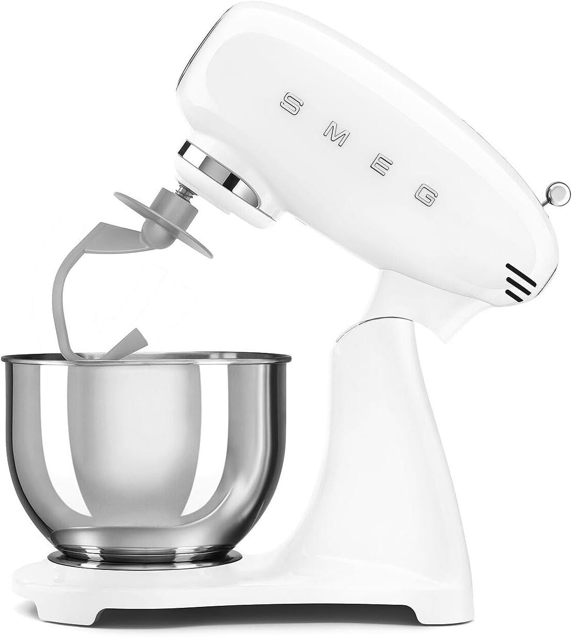 image:imageSMEG SMF03 Stand Mixer 5 Qt TiltHead Mixer with Stainless Steel Bowl 10 Speeds Retro 50s Vintage Style WhiteWhite