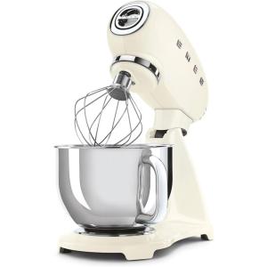 SMEG SMF03 Stand Mixer – 5 Qt Tilt-Head Mixer with Stainless Steel Bowl, 10 Speeds, Retro 50s Vintage Style – White(Cream)