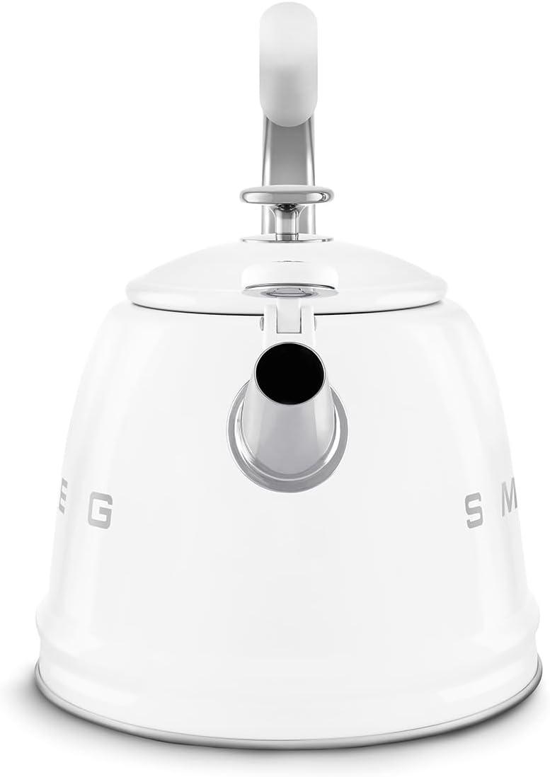 image:imageSMEG Stovetop Whistling Kettle 50s Retro Style 23 Liter 10 Cup 24 Quart Stainless Steel Tea Kettle with Iconic Design amp Whistle Premium Kitchen Statement Piece PinkWhite