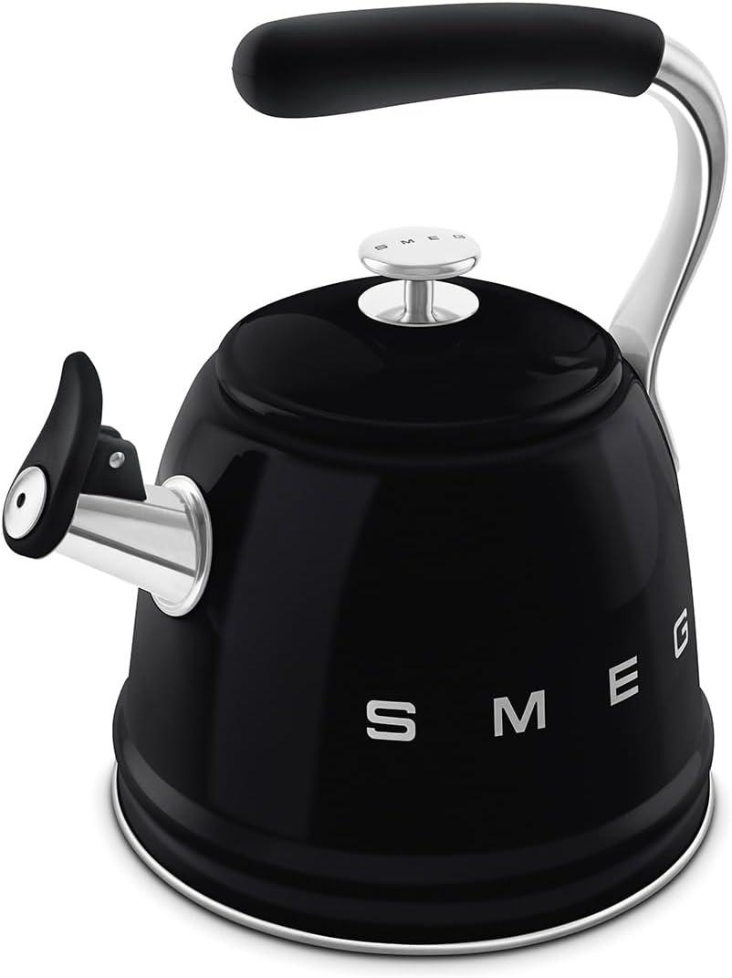 image:imageSMEG Stovetop Whistling Kettle 50s Retro Style 23 Liter 10 Cup 24 Quart Stainless Steel Tea Kettle with Iconic Design amp Whistle Premium Kitchen Statement Piece PinkBlack