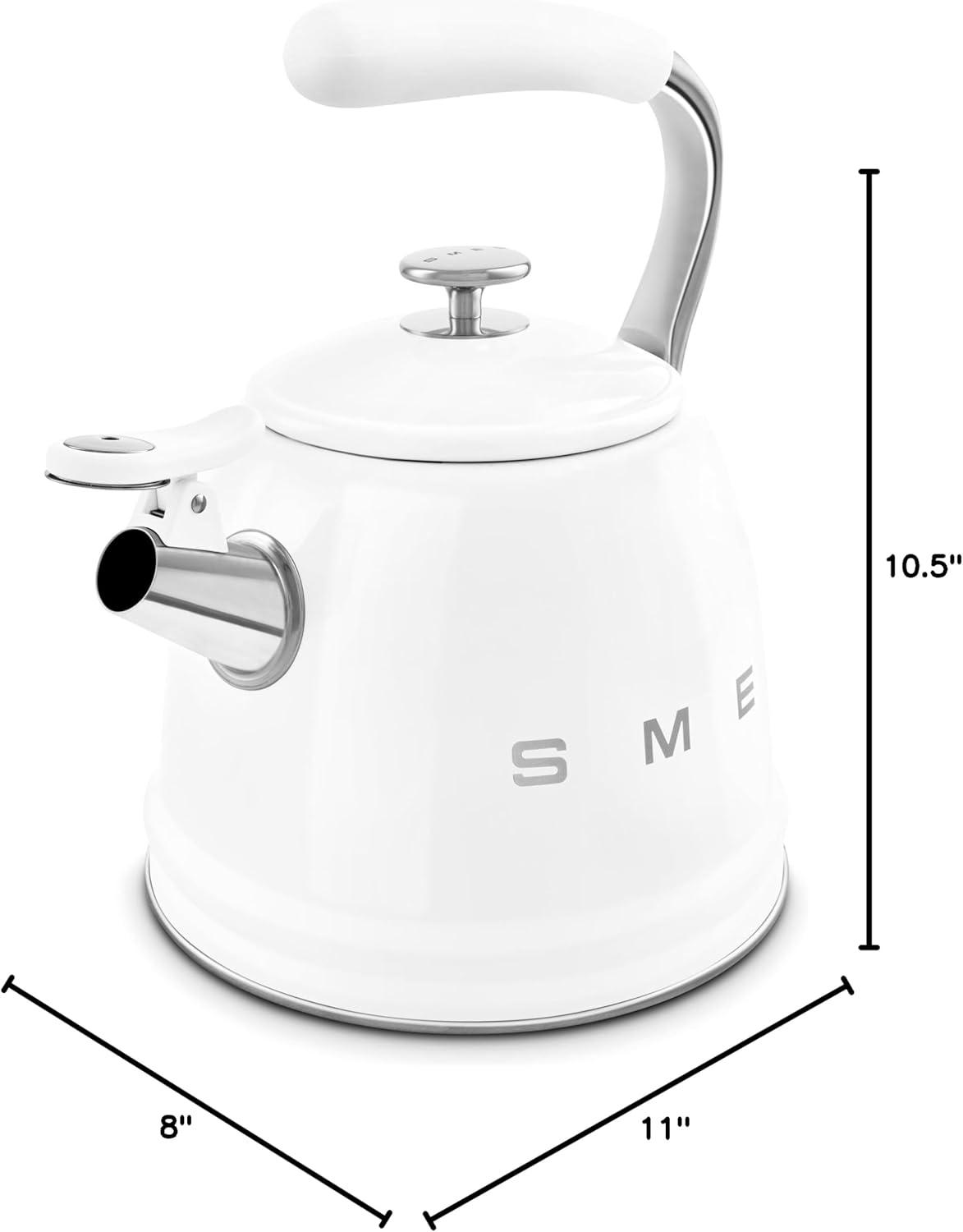 image:imageSMEG Stovetop Whistling Kettle 50s Retro Style 23 Liter 10 Cup 24 Quart Stainless Steel Tea Kettle with Iconic Design amp Whistle Premium Kitchen Statement Piece PinkWhite