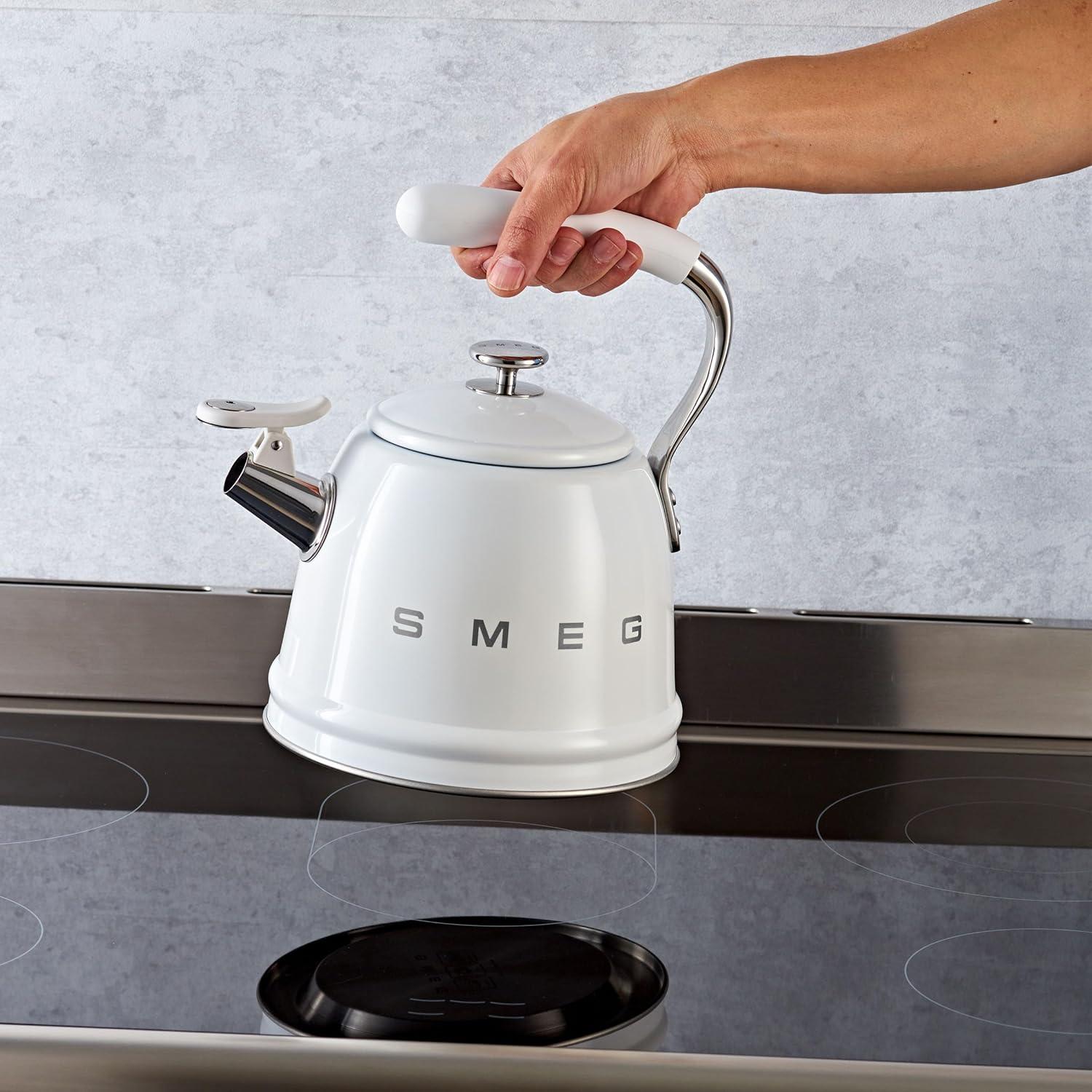 image:imageSMEG Stovetop Whistling Kettle 50s Retro Style 23 Liter 10 Cup 24 Quart Stainless Steel Tea Kettle with Iconic Design amp Whistle Premium Kitchen Statement Piece PinkWhite