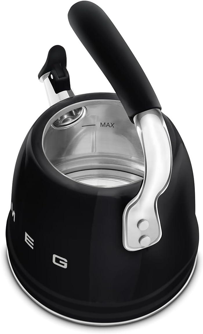 image:imageSMEG Stovetop Whistling Kettle 50s Retro Style 23 Liter 10 Cup 24 Quart Stainless Steel Tea Kettle with Iconic Design amp Whistle Premium Kitchen Statement Piece PinkBlack
