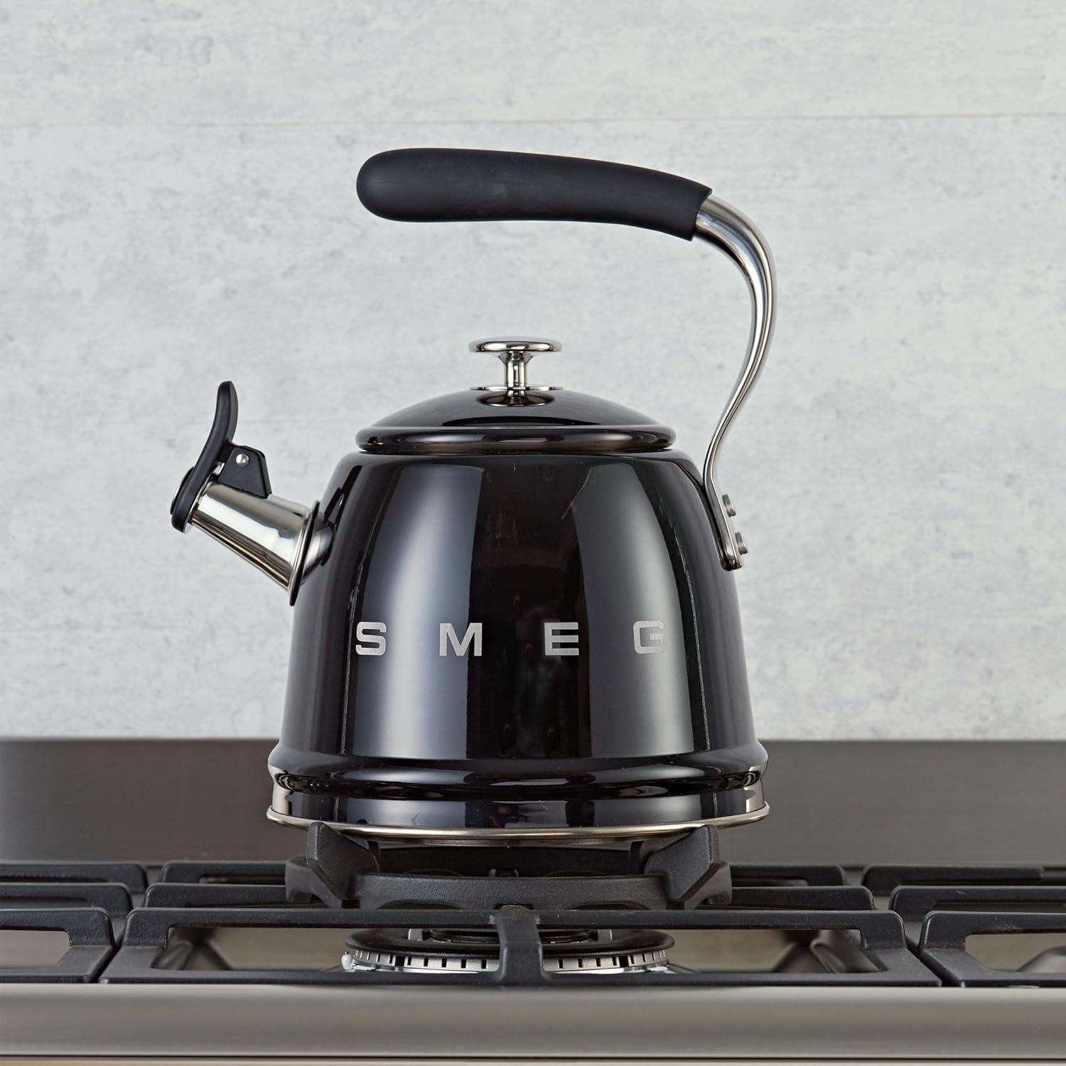 image:imageSMEG Stovetop Whistling Kettle 50s Retro Style 23 Liter 10 Cup 24 Quart Stainless Steel Tea Kettle with Iconic Design amp Whistle Premium Kitchen Statement Piece PinkBlack