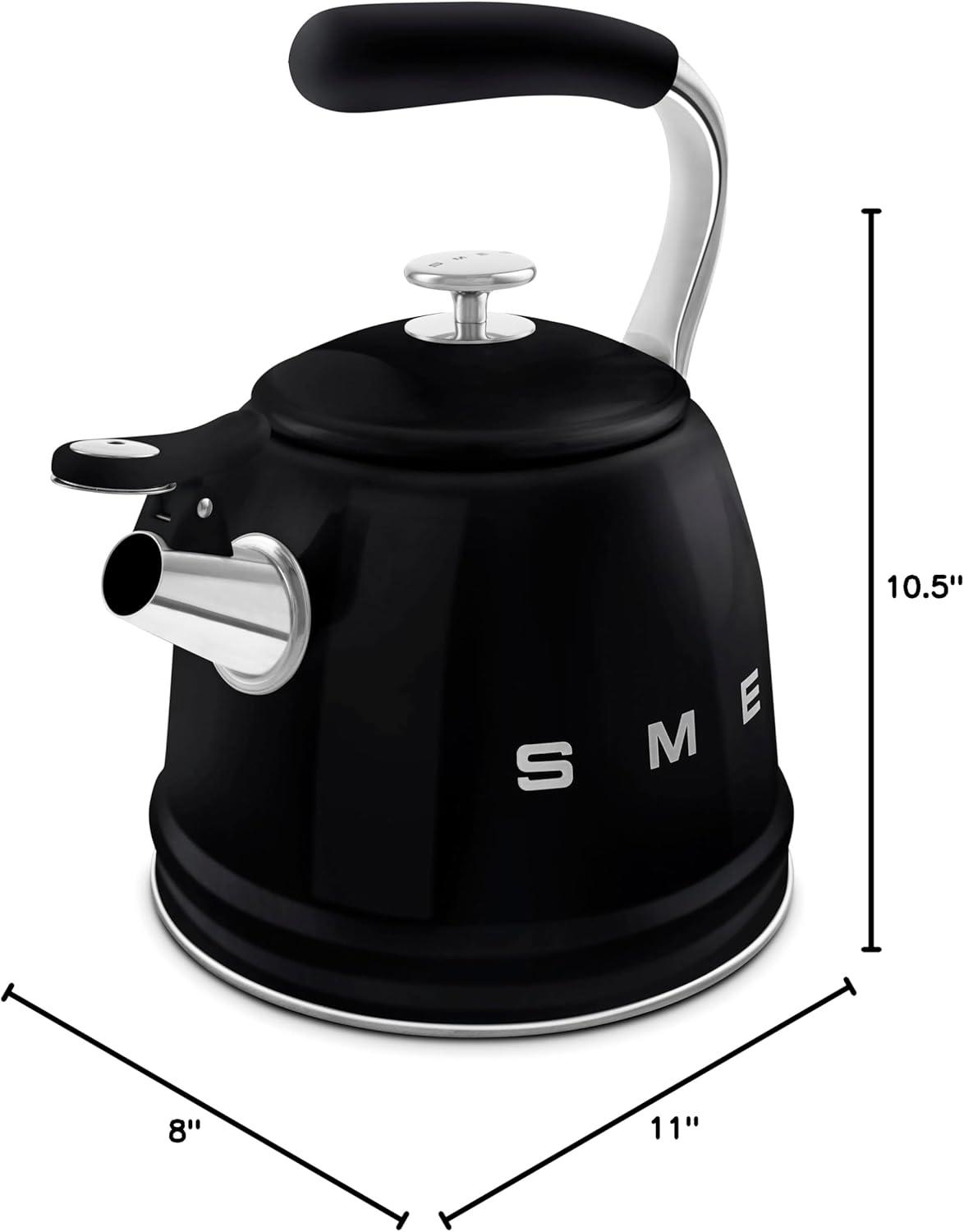 image:imageSMEG Stovetop Whistling Kettle 50s Retro Style 23 Liter 10 Cup 24 Quart Stainless Steel Tea Kettle with Iconic Design amp Whistle Premium Kitchen Statement Piece PinkBlack