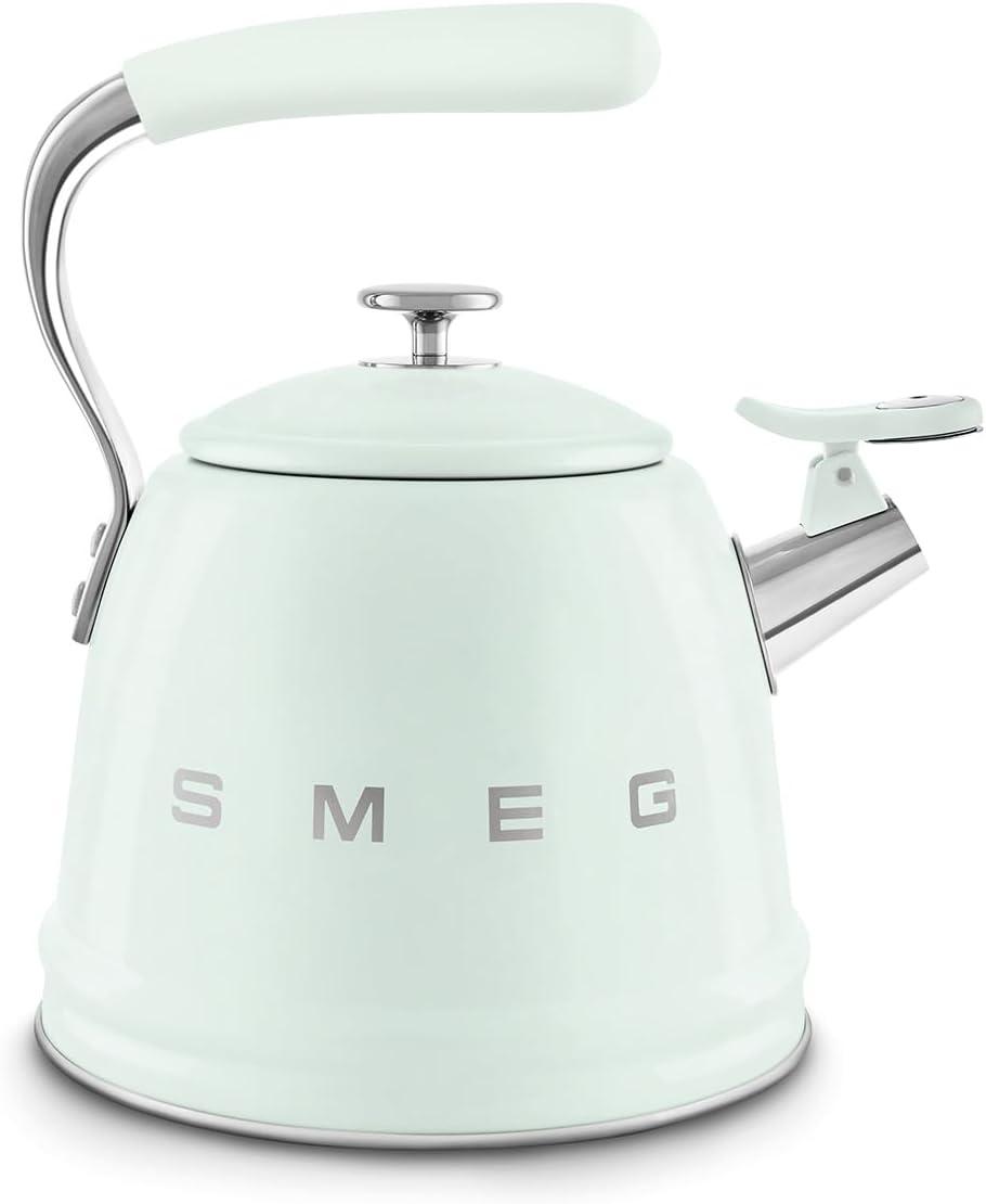image:imageSMEG Stovetop Whistling Kettle 50s Retro Style 23 Liter 10 Cup 24 Quart Stainless Steel Tea Kettle with Iconic Design amp Whistle Premium Kitchen Statement Piece PinkPastel Green