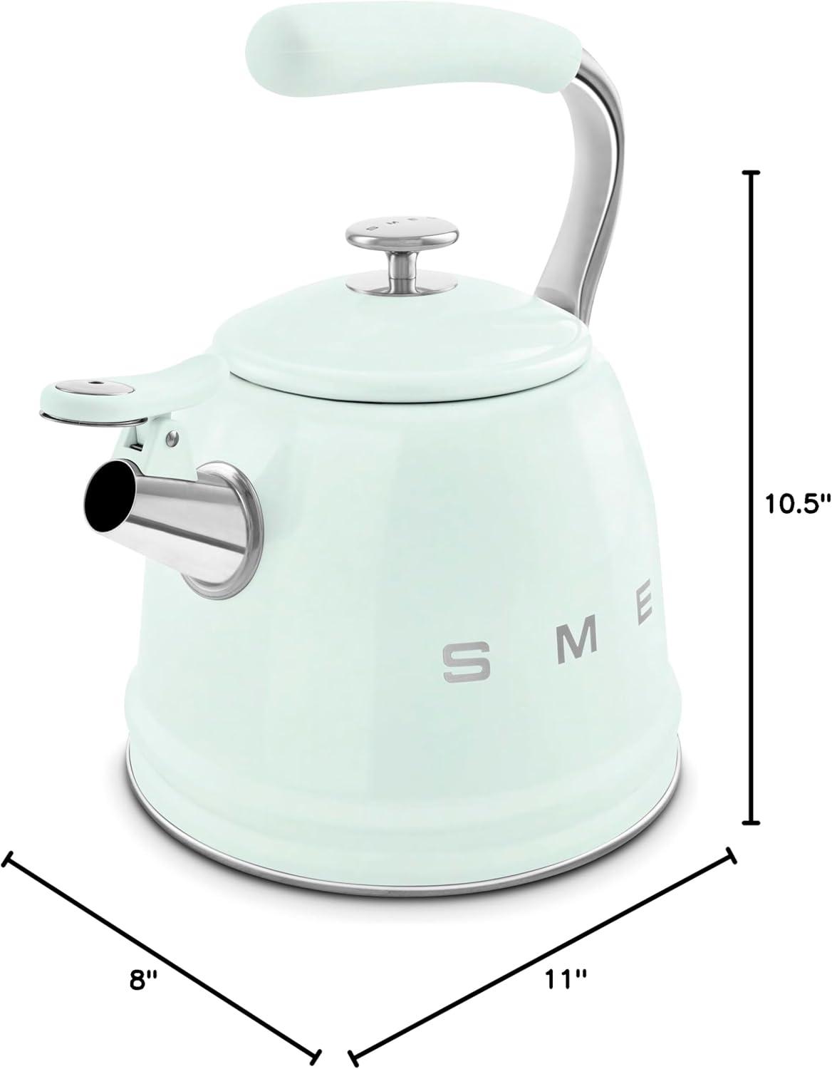 image:imageSMEG Stovetop Whistling Kettle 50s Retro Style 23 Liter 10 Cup 24 Quart Stainless Steel Tea Kettle with Iconic Design amp Whistle Premium Kitchen Statement Piece PinkPastel Green