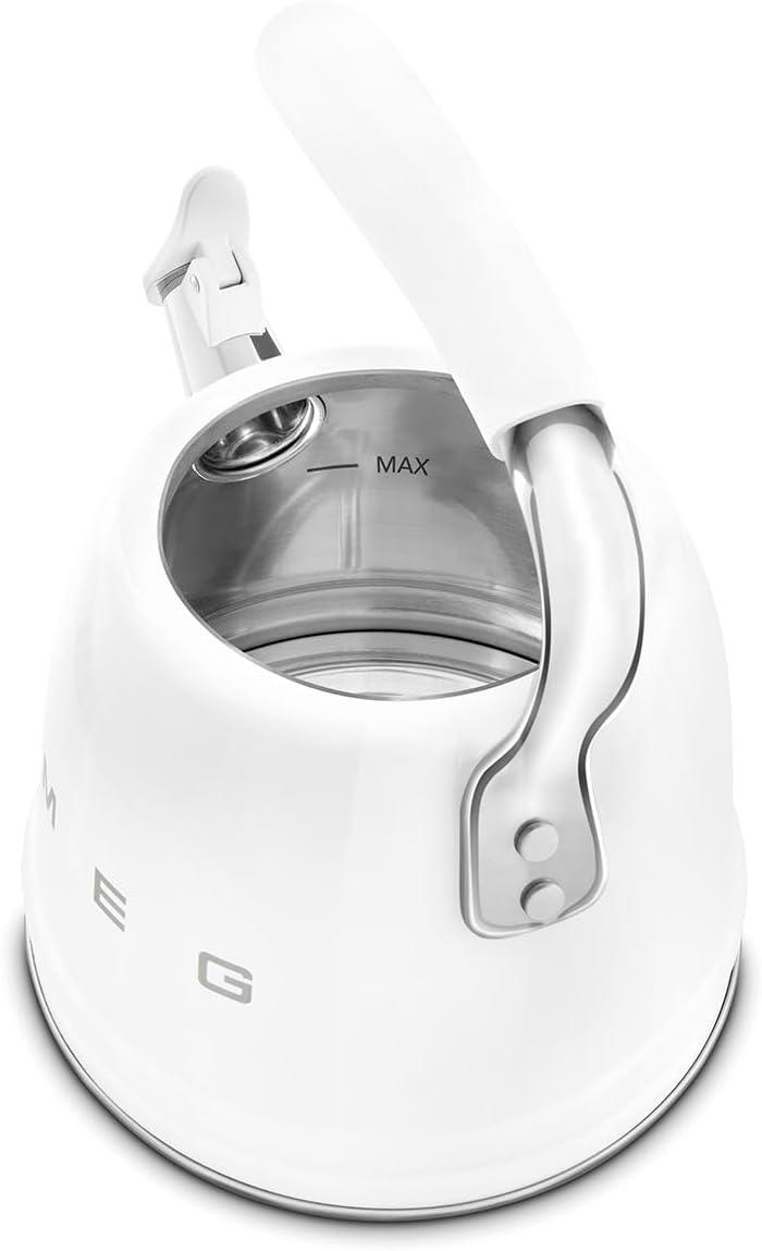 image:imageSMEG Stovetop Whistling Kettle 50s Retro Style 23 Liter 10 Cup 24 Quart Stainless Steel Tea Kettle with Iconic Design amp Whistle Premium Kitchen Statement Piece PinkWhite