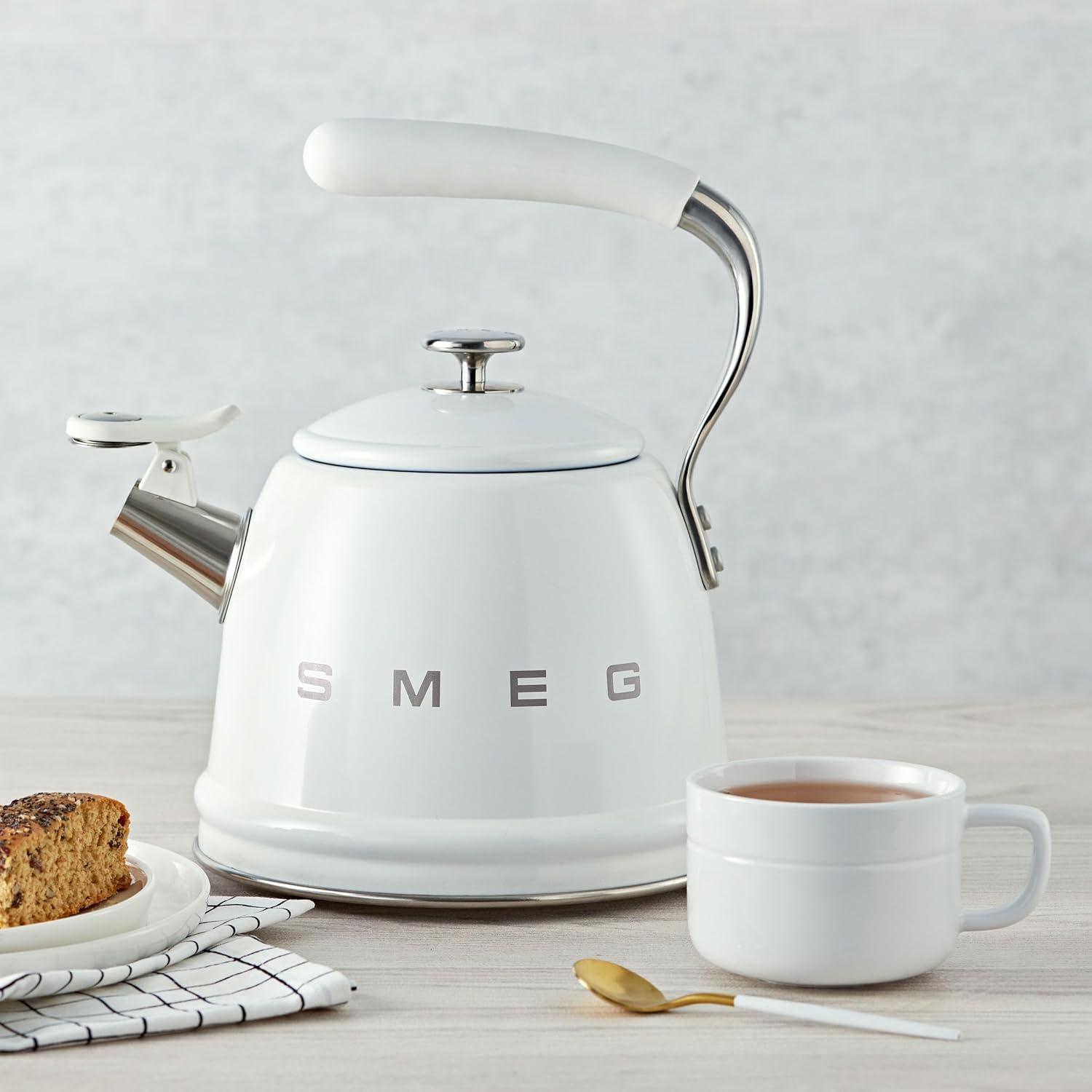 image:imageSMEG Stovetop Whistling Kettle 50s Retro Style 23 Liter 10 Cup 24 Quart Stainless Steel Tea Kettle with Iconic Design amp Whistle Premium Kitchen Statement Piece PinkWhite