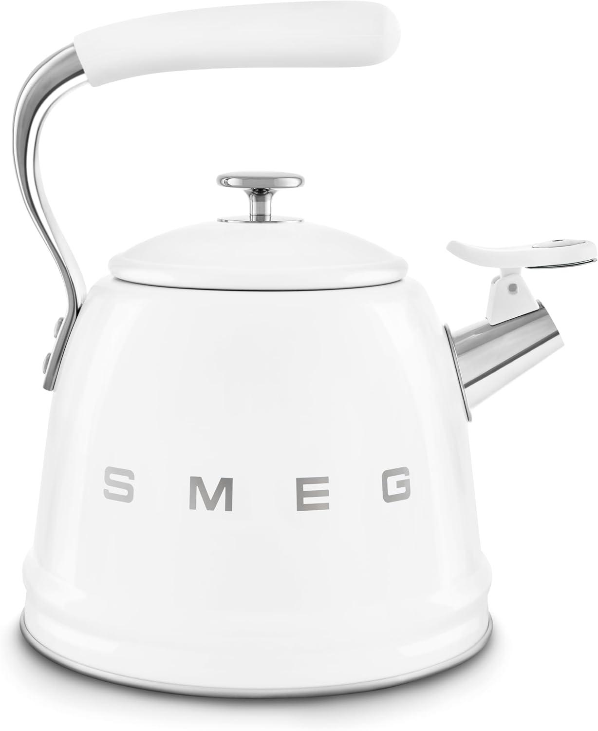 image:imageSMEG Stovetop Whistling Kettle 50s Retro Style 23 Liter 10 Cup 24 Quart Stainless Steel Tea Kettle with Iconic Design amp Whistle Premium Kitchen Statement Piece PinkWhite