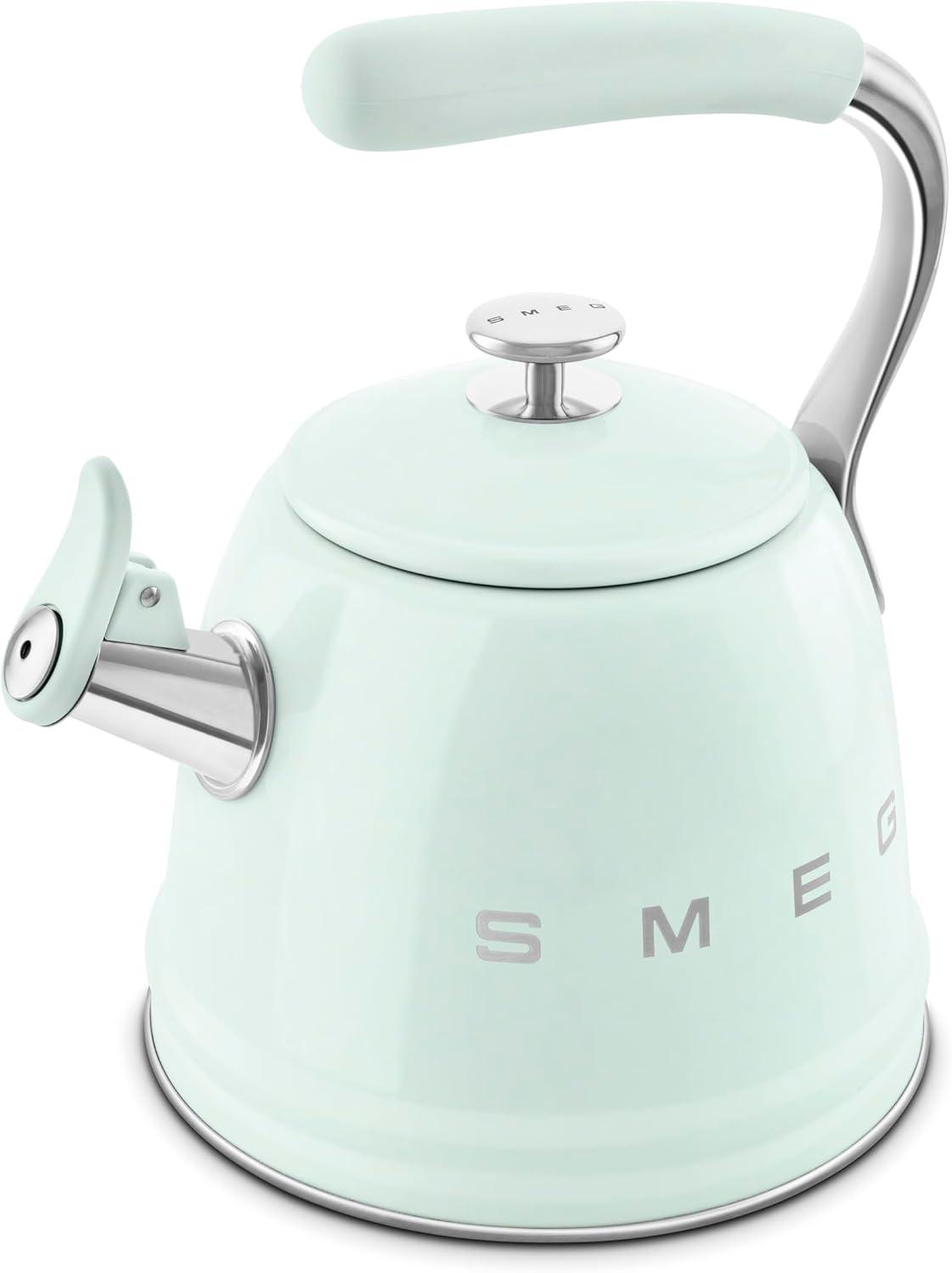 image:imageSMEG Stovetop Whistling Kettle 50s Retro Style 23 Liter 10 Cup 24 Quart Stainless Steel Tea Kettle with Iconic Design amp Whistle Premium Kitchen Statement Piece PinkPastel Green