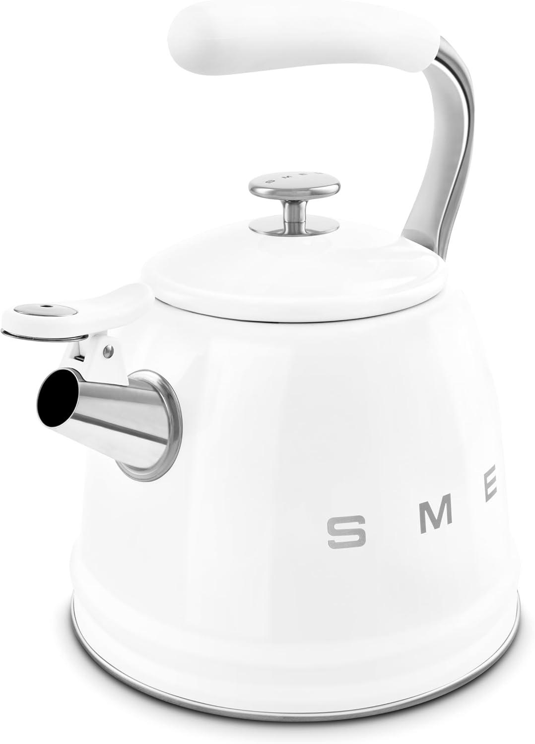 image:imageSMEG Stovetop Whistling Kettle 50s Retro Style 23 Liter 10 Cup 24 Quart Stainless Steel Tea Kettle with Iconic Design amp Whistle Premium Kitchen Statement Piece PinkWhite