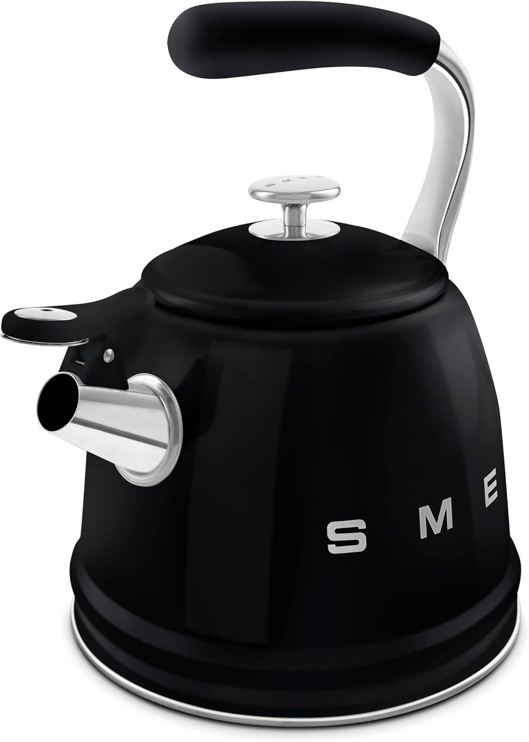 image:imageSMEG Stovetop Whistling Kettle 50s Retro Style 23 Liter 10 Cup 24 Quart Stainless Steel Tea Kettle with Iconic Design amp Whistle Premium Kitchen Statement Piece PinkBlack