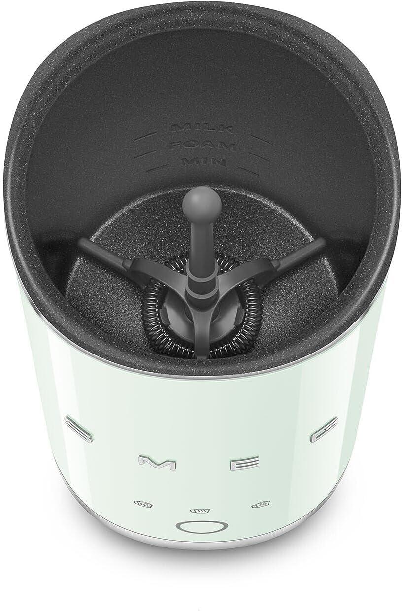image:imageSMEG MFF02 Retro Style Mini Electric Milk Frother Automatic Hot and Cold Foam Maker for Cappuccino Latte amp Specialty Coffee 500W OneButton Operation Compact Design Coffee AccessoryBlackPastel Green