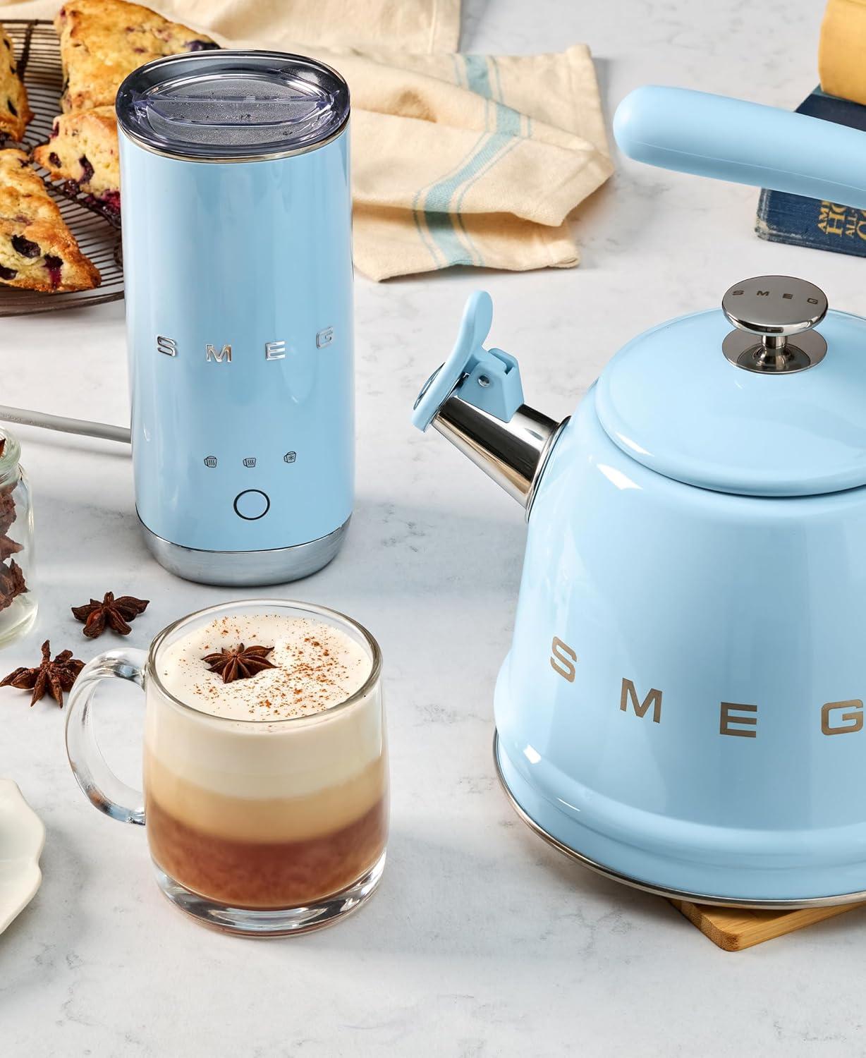 image:imageSMEG MFF02 Retro Style Mini Electric Milk Frother Automatic Hot and Cold Foam Maker for Cappuccino Latte amp Specialty Coffee 500W OneButton Operation Compact Design Coffee AccessoryPastel BluePastel Blue