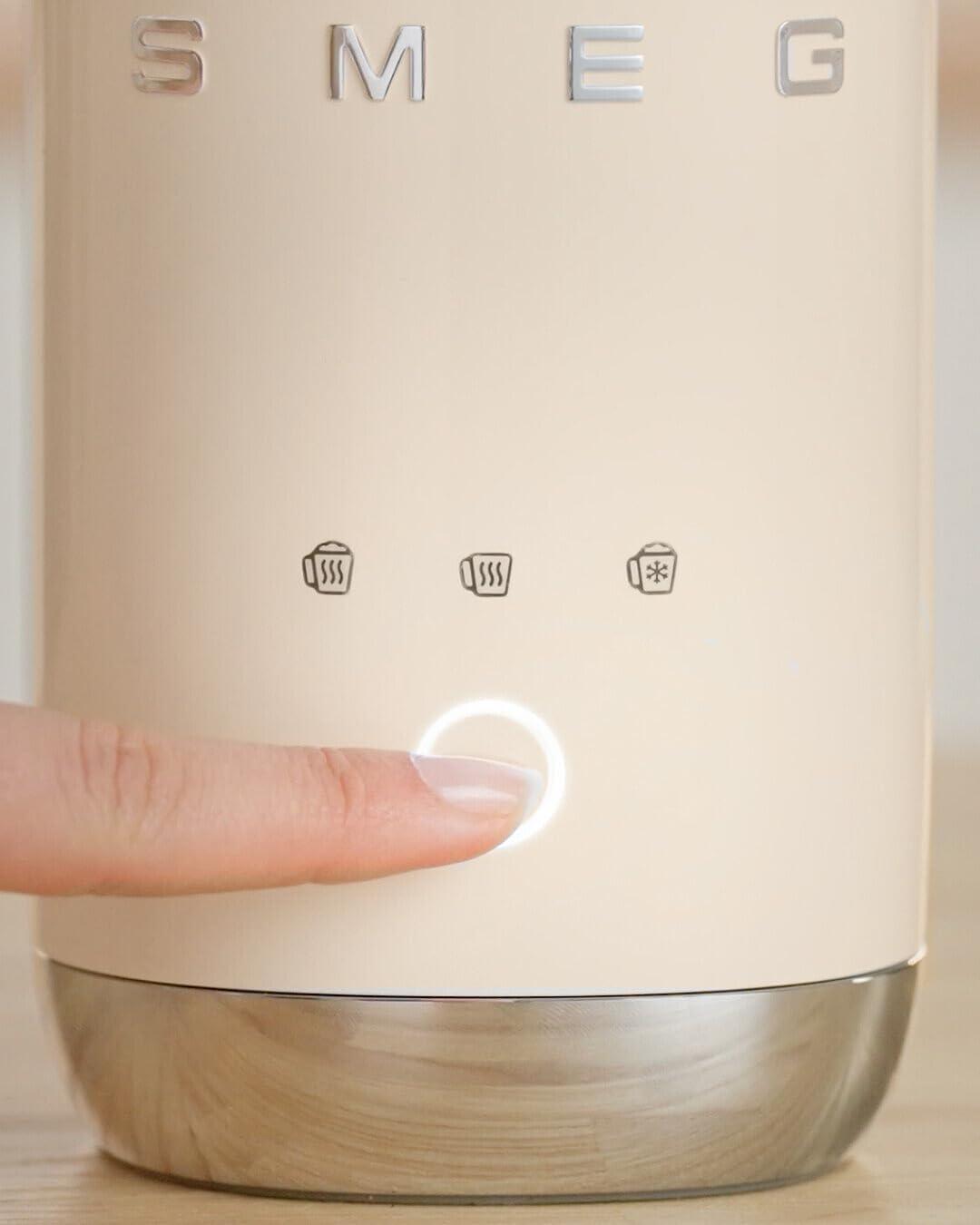 image:imageSMEG MFF02 Retro Style Mini Electric Milk Frother Automatic Hot and Cold Foam Maker for Cappuccino Latte amp Specialty Coffee 500W OneButton Operation Compact Design Coffee AccessoryBlackCream