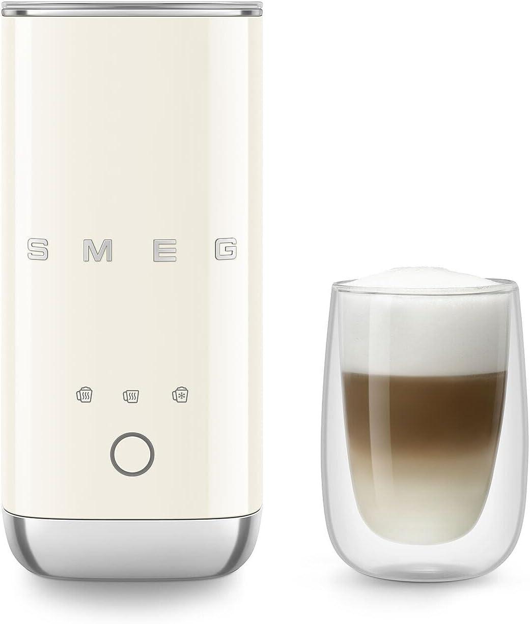 image:imageSMEG MFF02 Retro Style Mini Electric Milk Frother Automatic Hot and Cold Foam Maker for Cappuccino Latte amp Specialty Coffee 500W OneButton Operation Compact Design Coffee AccessoryBlackCream
