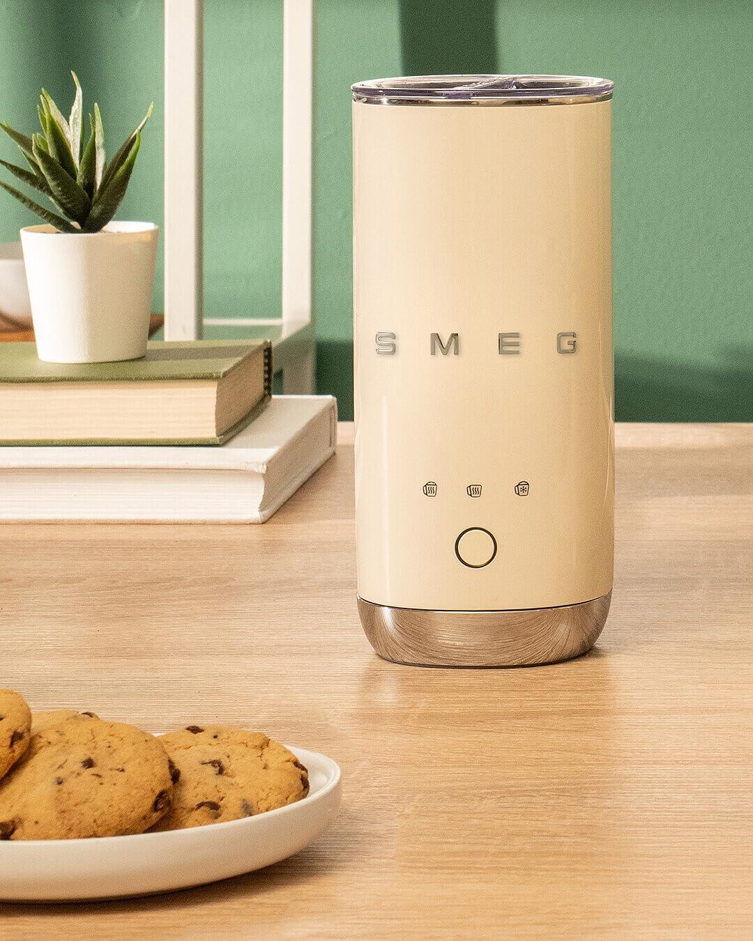 image:imageSMEG MFF02 Retro Style Mini Electric Milk Frother Automatic Hot and Cold Foam Maker for Cappuccino Latte amp Specialty Coffee 500W OneButton Operation Compact Design Coffee AccessoryBlackCream