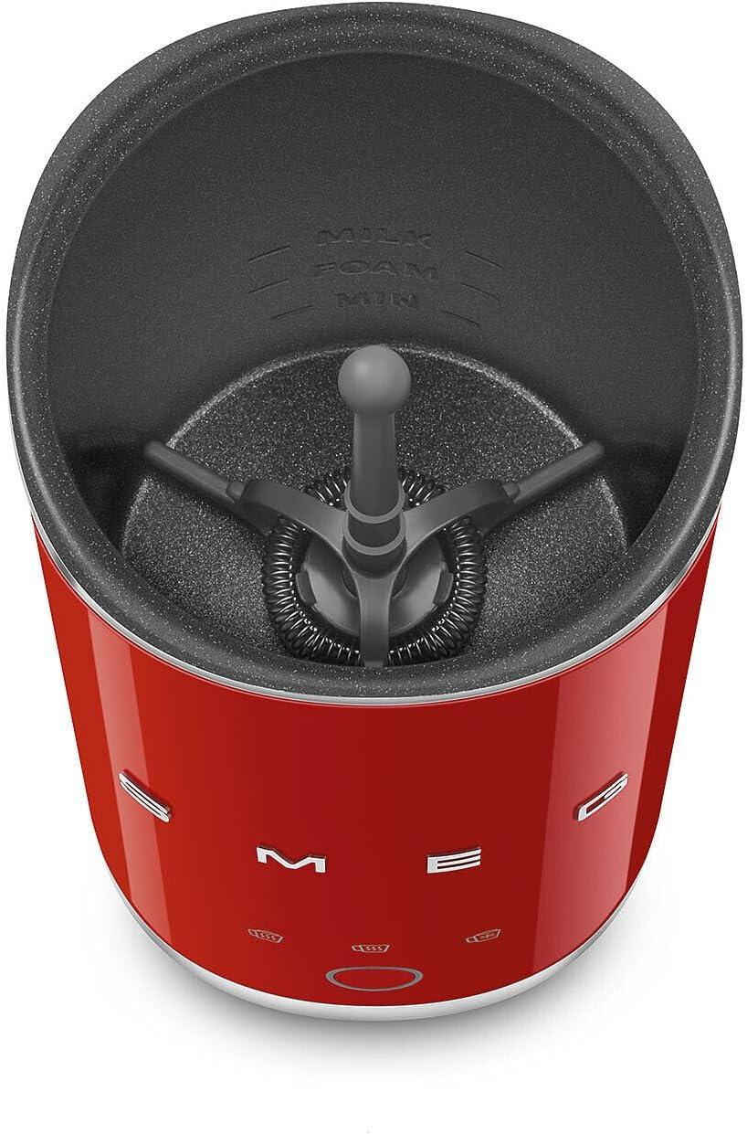 image:imageSMEG MFF02 Retro Style Mini Electric Milk Frother Automatic Hot and Cold Foam Maker for Cappuccino Latte amp Specialty Coffee 500W OneButton Operation Compact Design Coffee AccessoryBlackRed