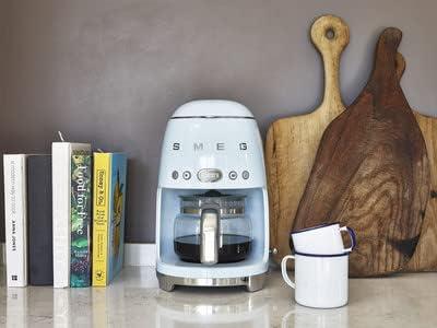 image:imageSmeg 50s Retro Drip Coffee Maker with Extra Glass Carafe Stainless SteelPastel Blue