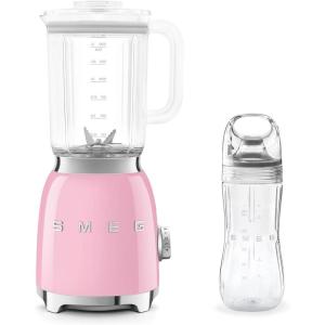 SMEG BLF03 Blender with BGF03 Bottle to Go Bundle – 50s Retro Countertop Blender, Personal Smoothie Bottle, 4 Speeds, Ice Crush, Auto Clean, 48oz Tritan Pitcher, Premium Kitchen Appliance (Pink)