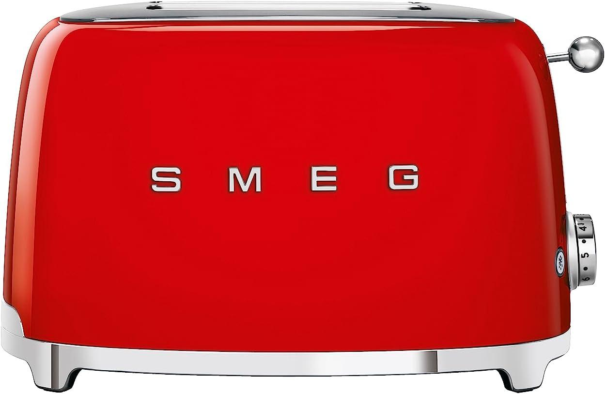 image:imageSMEG TSF01 2Slice Toaster with TSSR01 Sandwich Rack Combo Includes 2 Sandwich Racks 6 Browning Levels ReheatDefrostBagel Functions ExtraWide Slots Retro Style BlackRed