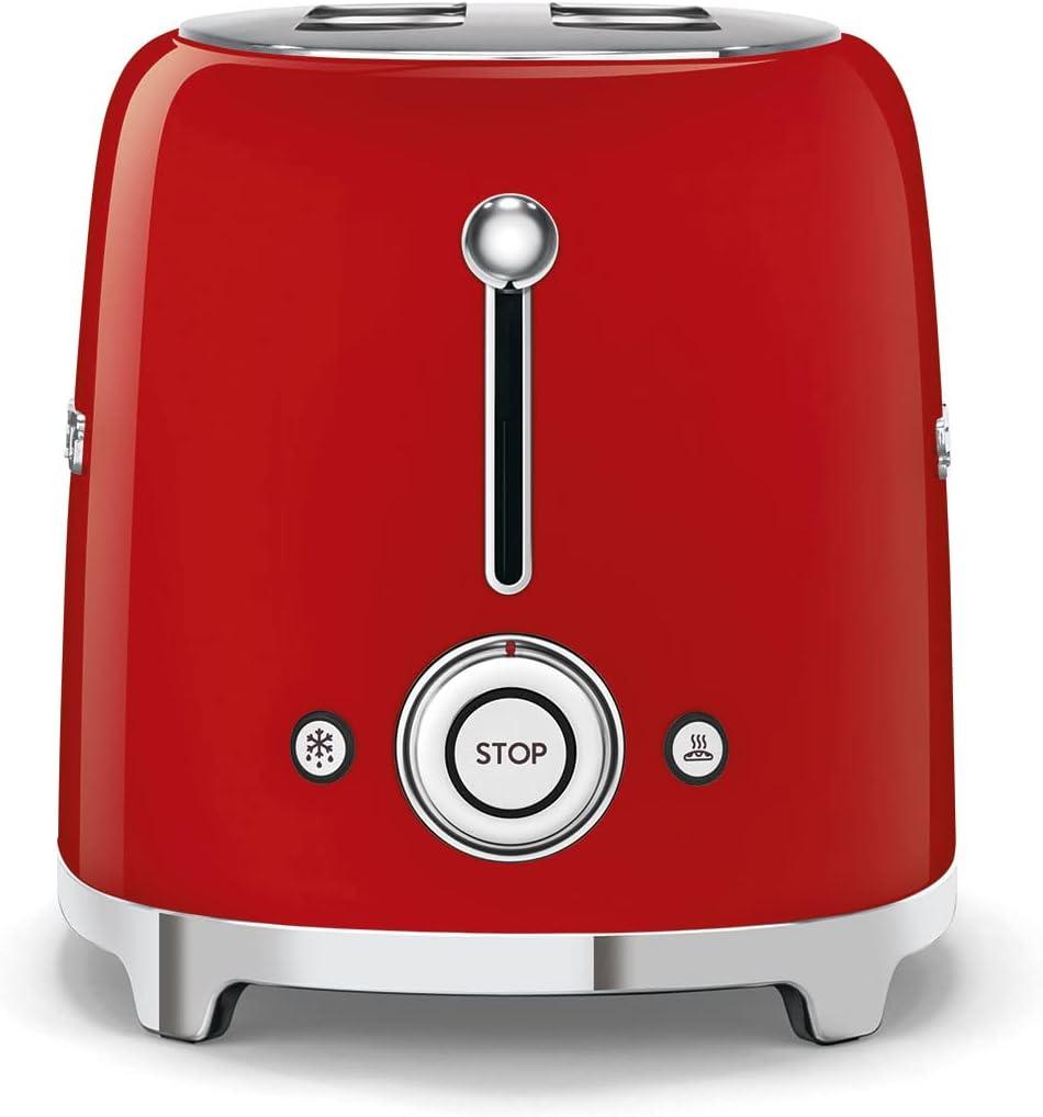 image:imageSMEG TSF01 2Slice Toaster with TSSR01 Sandwich Rack Combo Includes 2 Sandwich Racks 6 Browning Levels ReheatDefrostBagel Functions ExtraWide Slots Retro Style BlackRed