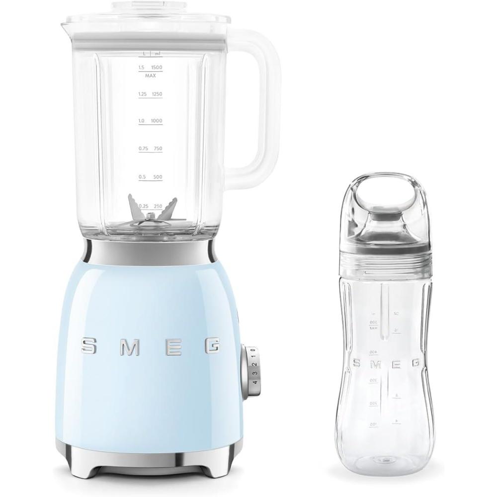 image:imageSMEG BLF03 Blender with BGF03 Bottle to Go Bundle 50s Retro Countertop Blender Personal Smoothie Bottle 4 Speeds Ice Crush Auto Clean 48oz Tritan Pitcher Pastel Green