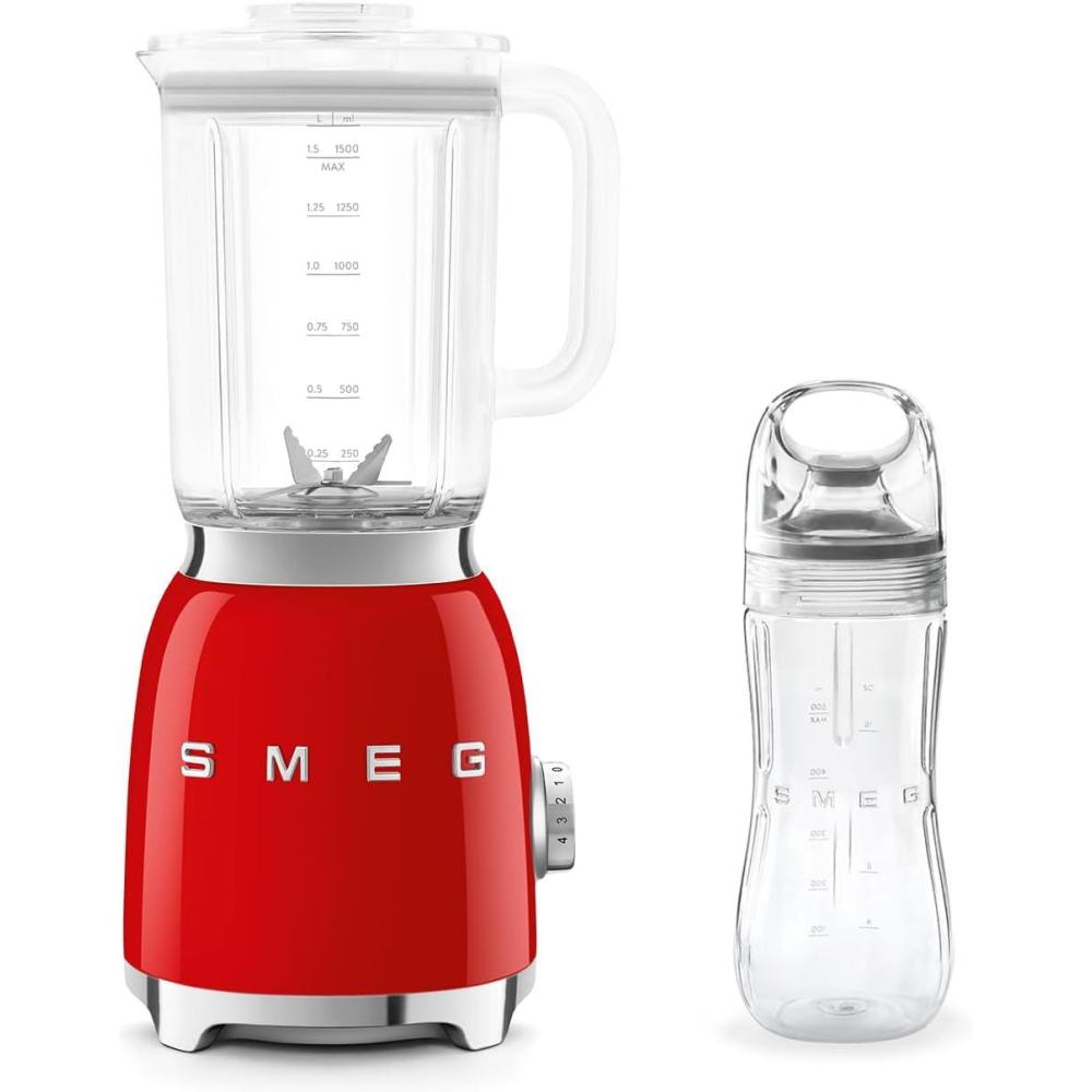 image:imageSMEG BLF03 Blender with BGF03 Bottle to Go Bundle 50s Retro Countertop Blender Personal Smoothie Bottle 4 Speeds Ice Crush Auto Clean 48oz Tritan Pitcher Premium Kitchen Appliance Red