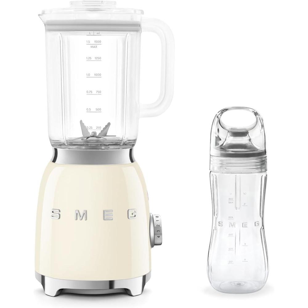 image:imageSMEG BLF03 Blender with BGF03 Bottle to Go Bundle 50s Retro Countertop Blender Personal Smoothie Bottle 4 Speeds Ice Crush Auto Clean 48oz Tritan Pitcher Premium Kitchen Appliance Cream