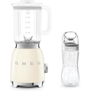 SMEG BLF03 Blender with BGF03 Bottle to Go Bundle – 50s Retro Countertop Blender, Personal Smoothie Bottle, 4 Speeds, Ice Crush, Auto Clean, 48oz Tritan Pitcher, Premium Kitchen Appliance (Cream)