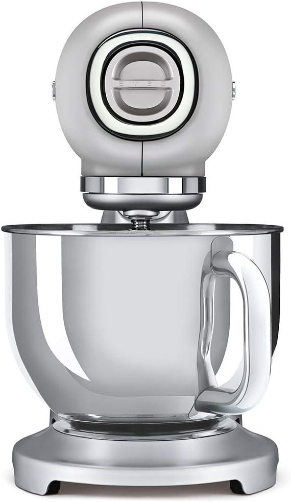image:imageSMEG SMF04 5Qt Stand Mixer with Smooth Start amp SteadyMix 600W Motor 10 Speeds Stainless Steel Bowl amp Pour Shield Retro 50s Style Planetary Mixer for Bread Dough Baking amp DessertsCreamSilver