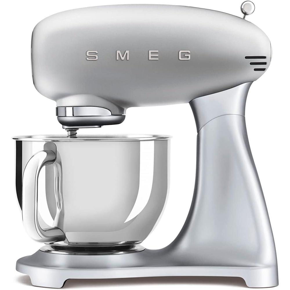 image:imageSMEG SMF04 5Qt Stand Mixer with Smooth Start amp SteadyMix 600W Motor 10 Speeds Stainless Steel Bowl amp Pour Shield  Retro 50s Style Planetary Mixer for Bread Dough Baking amp DessertsCreamSilver